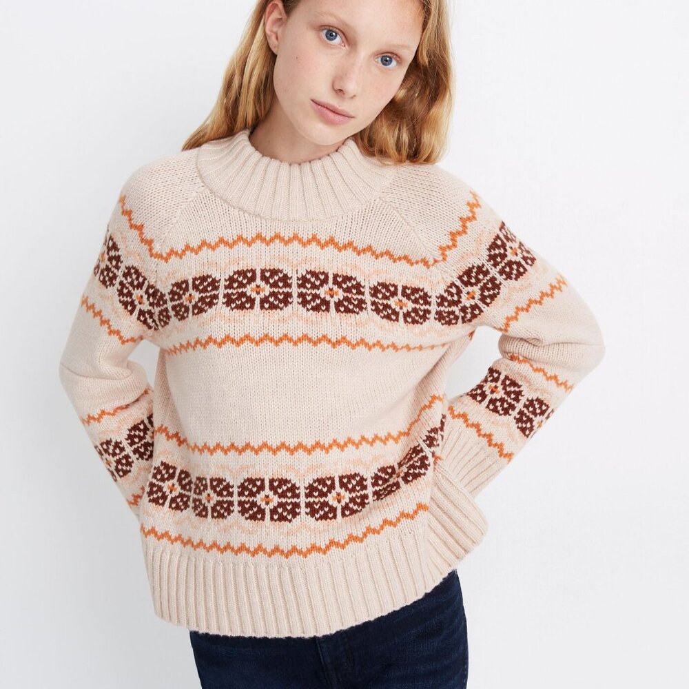 Madewell Overbrook Fair Isle Mockneck Sweater